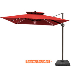 11 x 11 ft. Aluminum Double Top Cantilever Patio Umbrella with LED Lights and Base Options