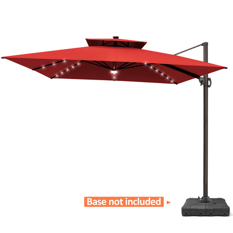 Pellebant 11x11ft Aluminum Cantilever Patio Umbrella with Lights