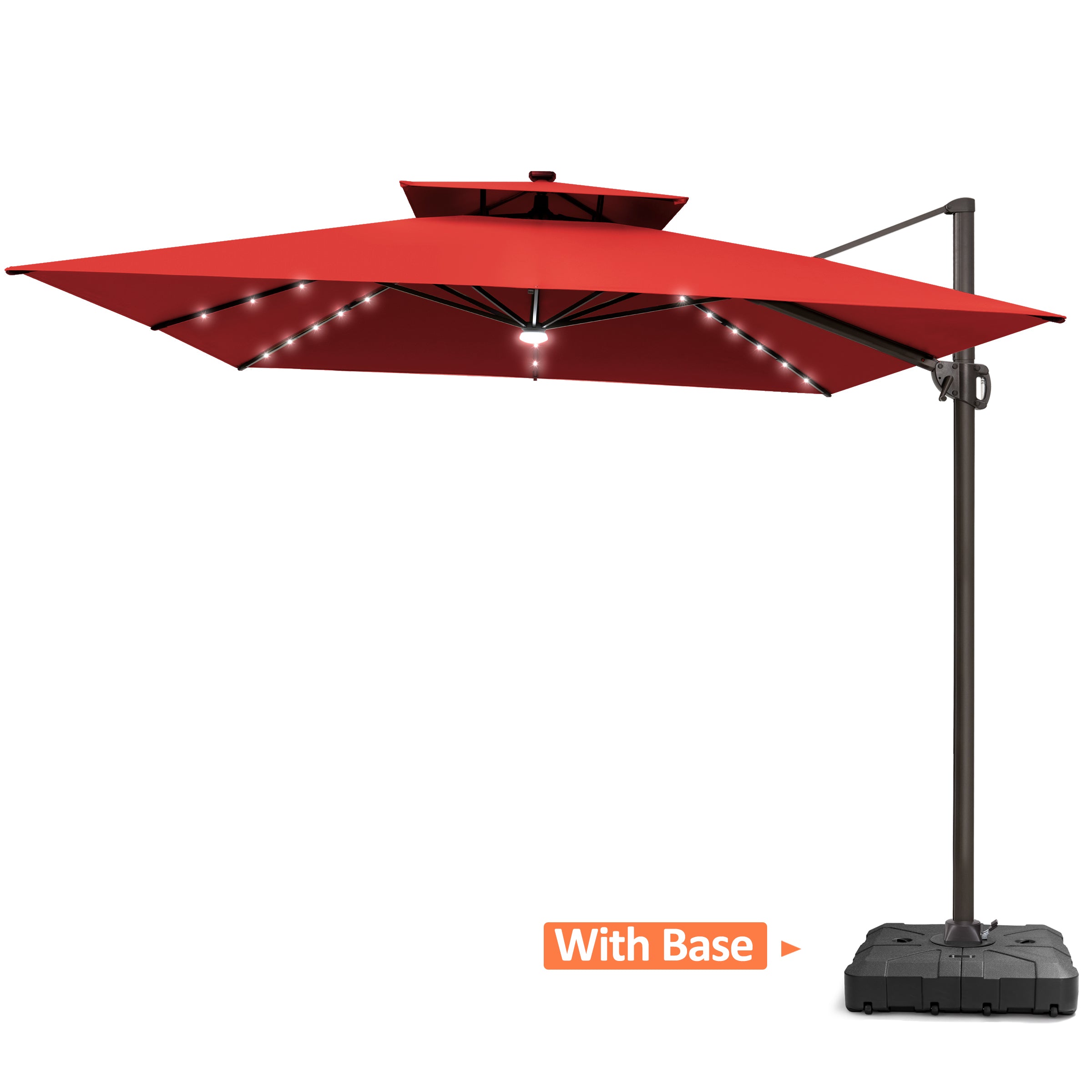 11x11 ft Aluminum Double Top LED Cantilever Umbrella