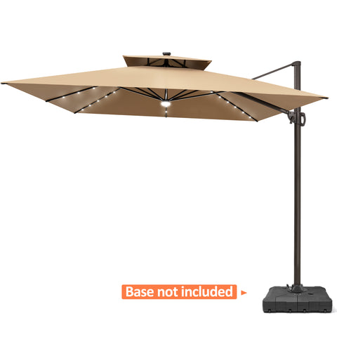 Pellebant 11x11ft Aluminum Cantilever Patio Umbrella with Lights