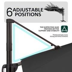 11 x 9 ft. Aluminum Dual Top Cantilever Patio Umbrella with LED Lights and Base Options