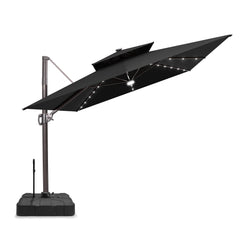 11 x 9 ft. Aluminum Dual Top Cantilever Patio Umbrella with LED Lights and Base Options