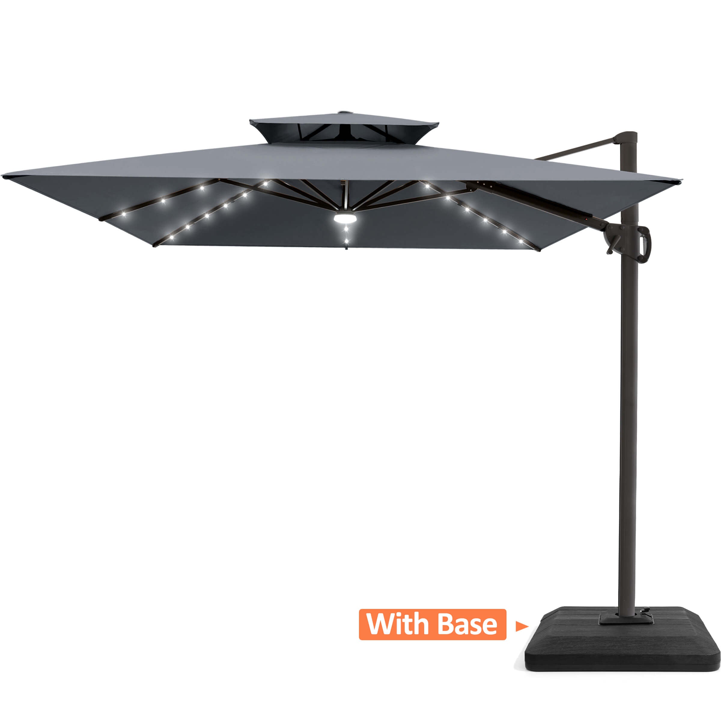 11x9 ft Aluminum Dual Top LED Cantilever Umbrella