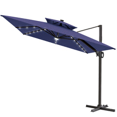11 x 9 ft. Aluminum Dual Top Cantilever Patio Umbrella with LED Lights and Base Options