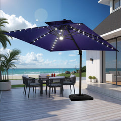 11 x 9 ft. Aluminum Dual Top Cantilever Patio Umbrella with LED Lights and Base Options