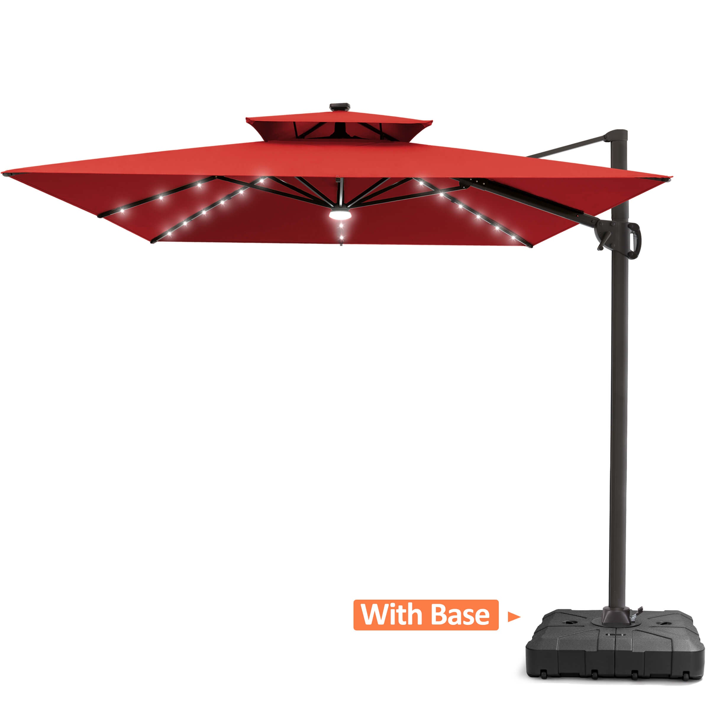 11x9 ft Aluminum Dual Top LED Cantilever Umbrella