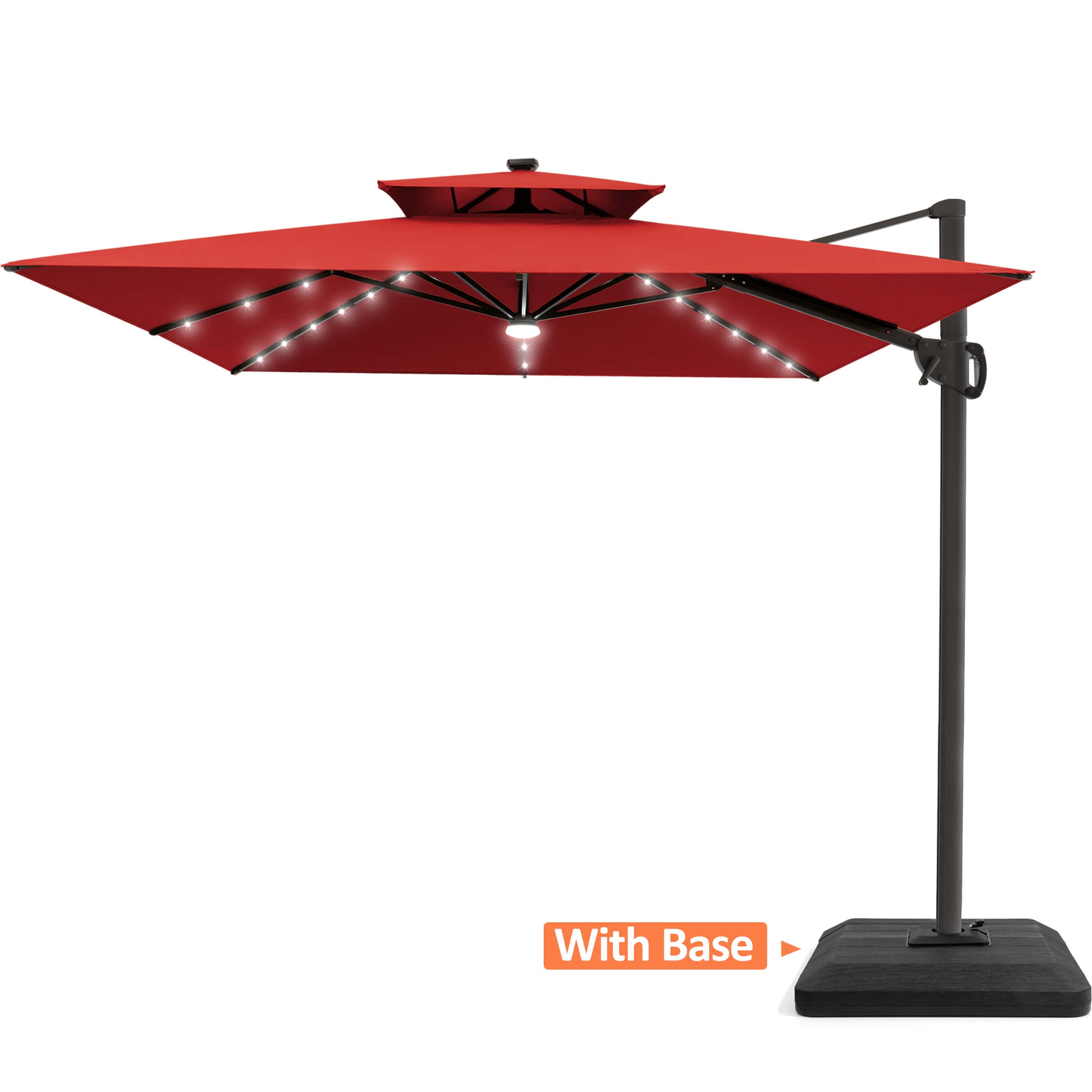cantilever patio umbrellas with lights Umbrella Solar Its perfect for your gardens PatioKingdom Lighted Cantilever Umbrella with