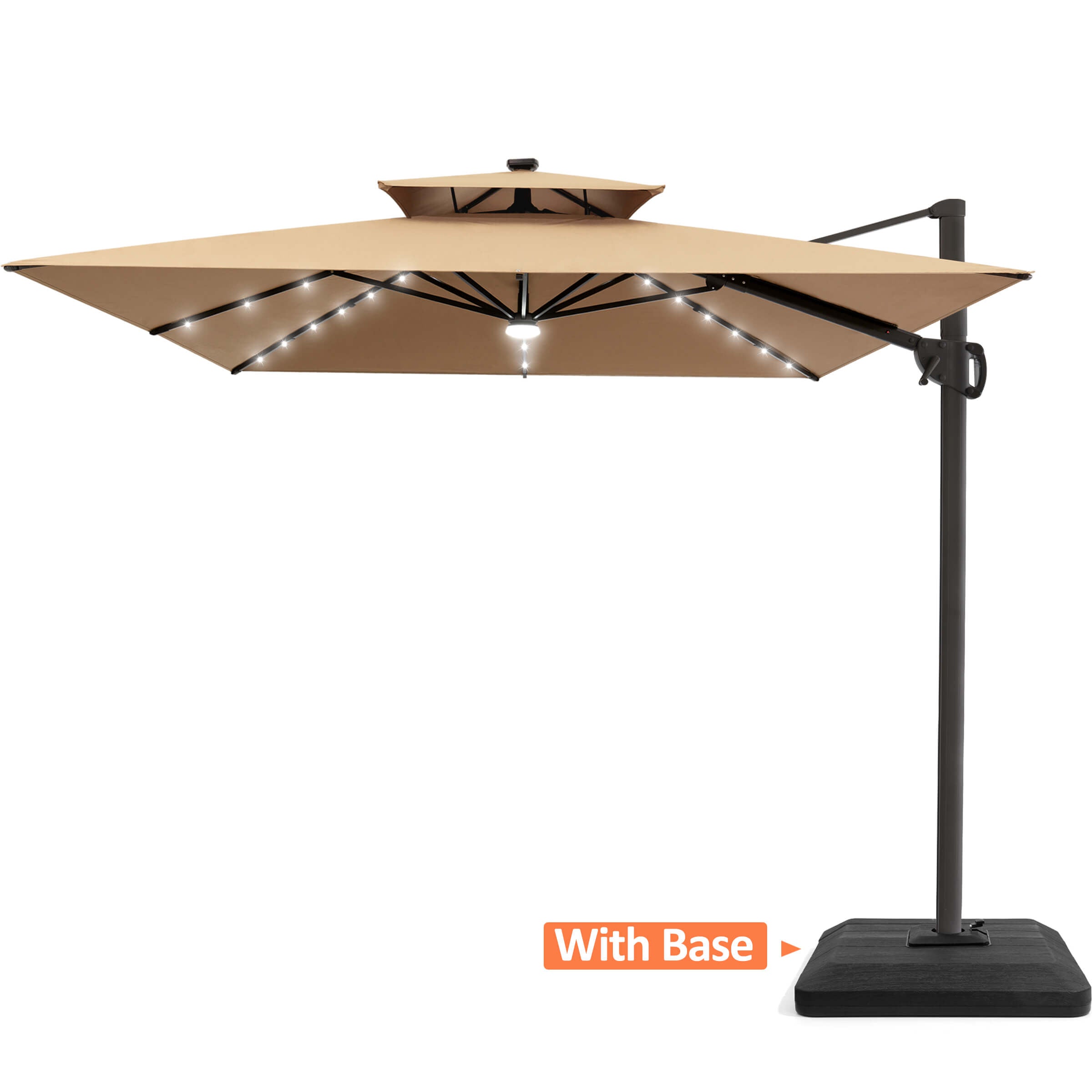 11x9 ft Aluminum Dual Top LED Cantilever Umbrella