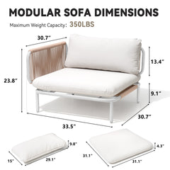 Modular Outdoor Sectional Sofa Conversation Set with Cushions