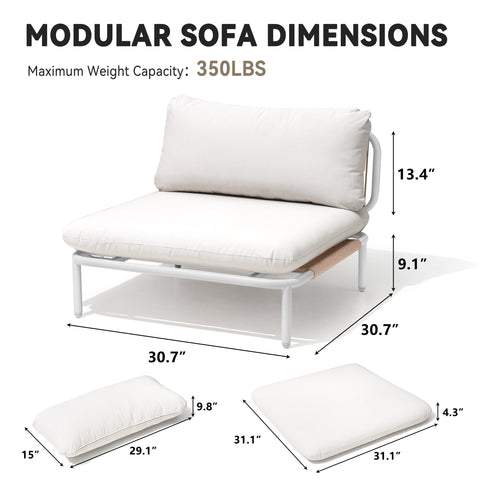 Modular Outdoor Sectional Sofa Conversation Set with Cushions