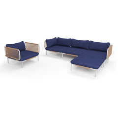 Modular Outdoor Sectional Sofa Conversation Set with Cushions