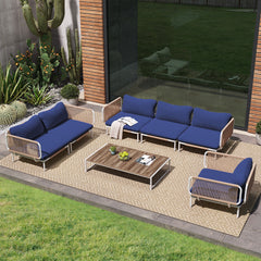 Modular Outdoor Sectional Sofa Conversation Set with Cushions