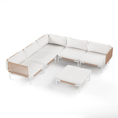 Modular Outdoor Sectional Sofa Conversation Set with Cushions