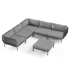 Modular Outdoor Sectional Sofa Conversation Set with Cushions