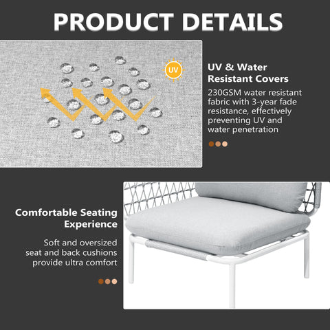 Pellebant Aluminum Outdoor Loveseat 2-Seater Patio Sofa with Cushions
