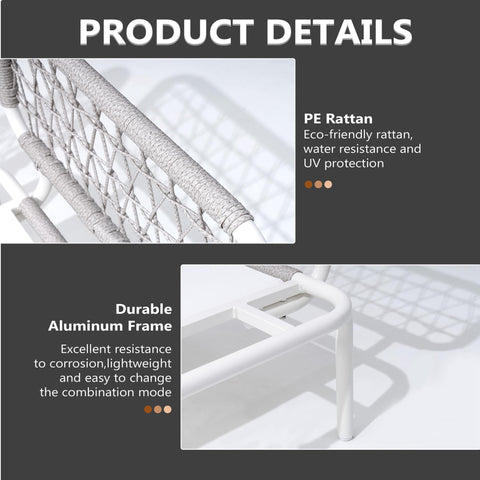 Pellebant Aluminum Outdoor Loveseat 2-Seater Patio Sofa with Cushions