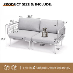 Aluminum Outdoor Loveseat 2-Seater Patio Sofa with Cushions