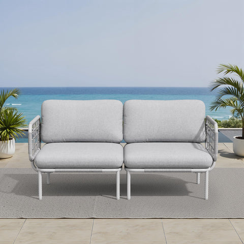 Pellebant Aluminum Outdoor Loveseat 2-Seater Patio Sofa with Cushions