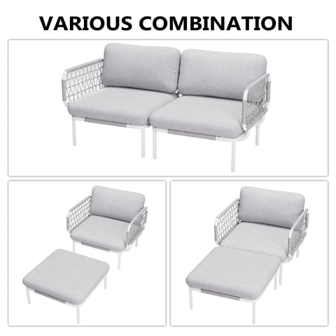 Pellebant Aluminum Outdoor Loveseat 2-Seater Patio Sofa with Cushions