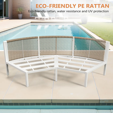 Pellebant Aluminum Outdoor Curved Sectional Sofa 2-Seater