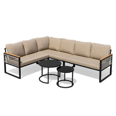 Modular Outdoor Wicker Sectional Sofa with Nesting Table and Cushions