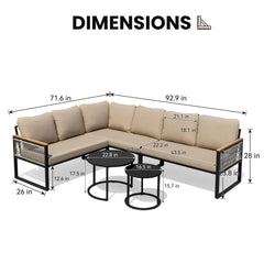 Modular Outdoor Wicker Sectional Sofa with Nesting Table and Cushions