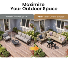 Modular Outdoor Wicker Sectional Sofa with Nesting Table and Cushions