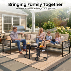 Modular Outdoor Wicker Sectional Sofa with Nesting Table and Cushions