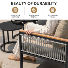 Modular Outdoor Wicker Sectional Sofa with Nesting Table and Cushions