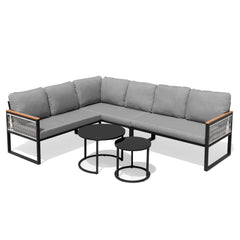 Modular Outdoor Wicker Sectional Sofa with Nesting Table and Cushions
