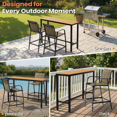 Outdoor Bar Stools with Textilene Seat, Set of 2