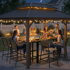 Outdoor Bar Stools with Textilene Seat, Set of 2