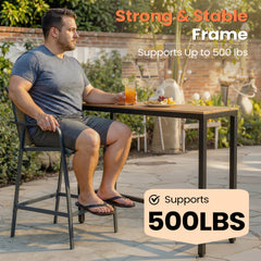 Outdoor Bar Stools with Textilene Seat, Set of 2