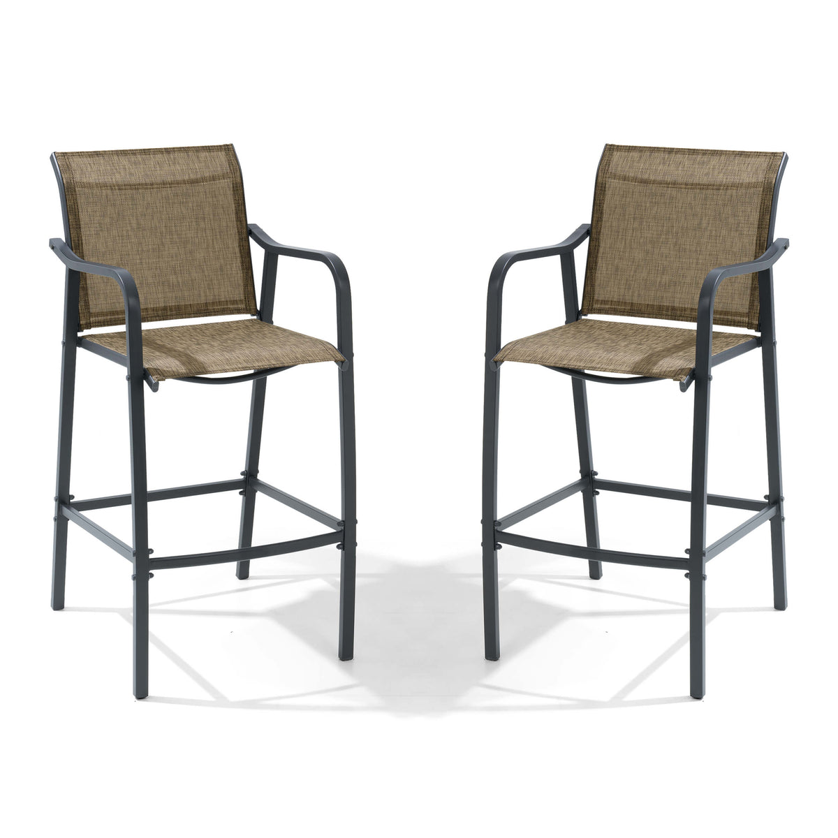 Outdoor Bar Stools with Textilene Seat, Set of 2
