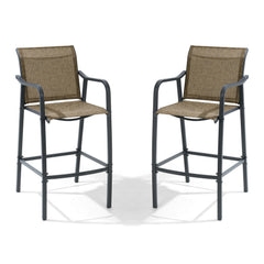 Outdoor Bar Stools with Textilene Seat, Set of 2
