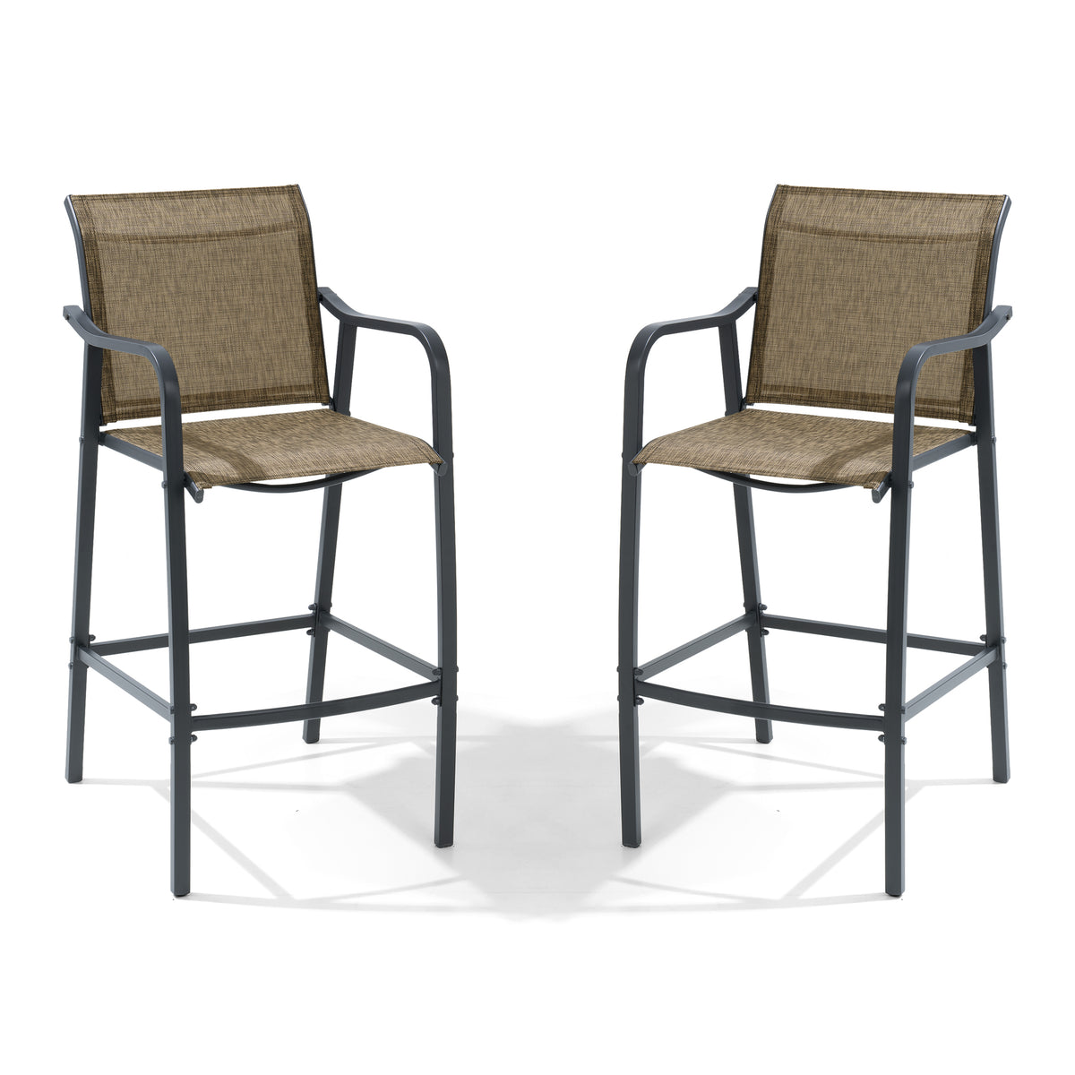 Pellebant Outdoor Bar Stools Set of 2 with Textilene Seat