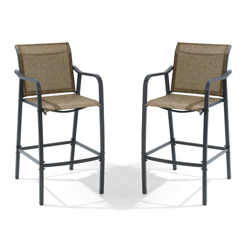 Pellebant Outdoor Bar Stools Set of 2 with Textilene Seat