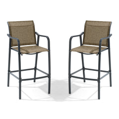 Outdoor Bar Stools with Textilene Seat, Set of 2