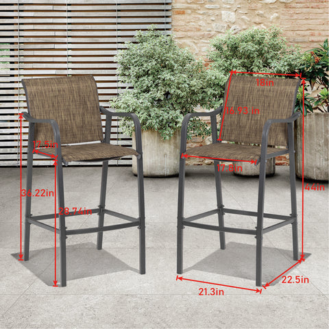 Pellebant Set of 2 Lightweight Outdoor Patio Bar Stools