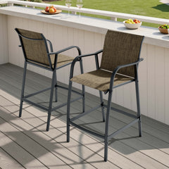 Outdoor Bar Stools with Textilene Seat, Set of 2
