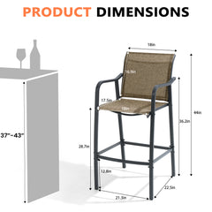 Outdoor Bar Stools with Textilene Seat, Set of 2