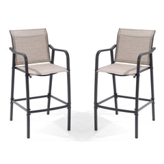 Outdoor Bar Stools with Textilene Seat, Set of 2