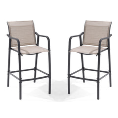 Outdoor Bar Stools with Textilene Seat, Set of 2