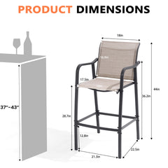Outdoor Bar Stools with Textilene Seat, Set of 2
