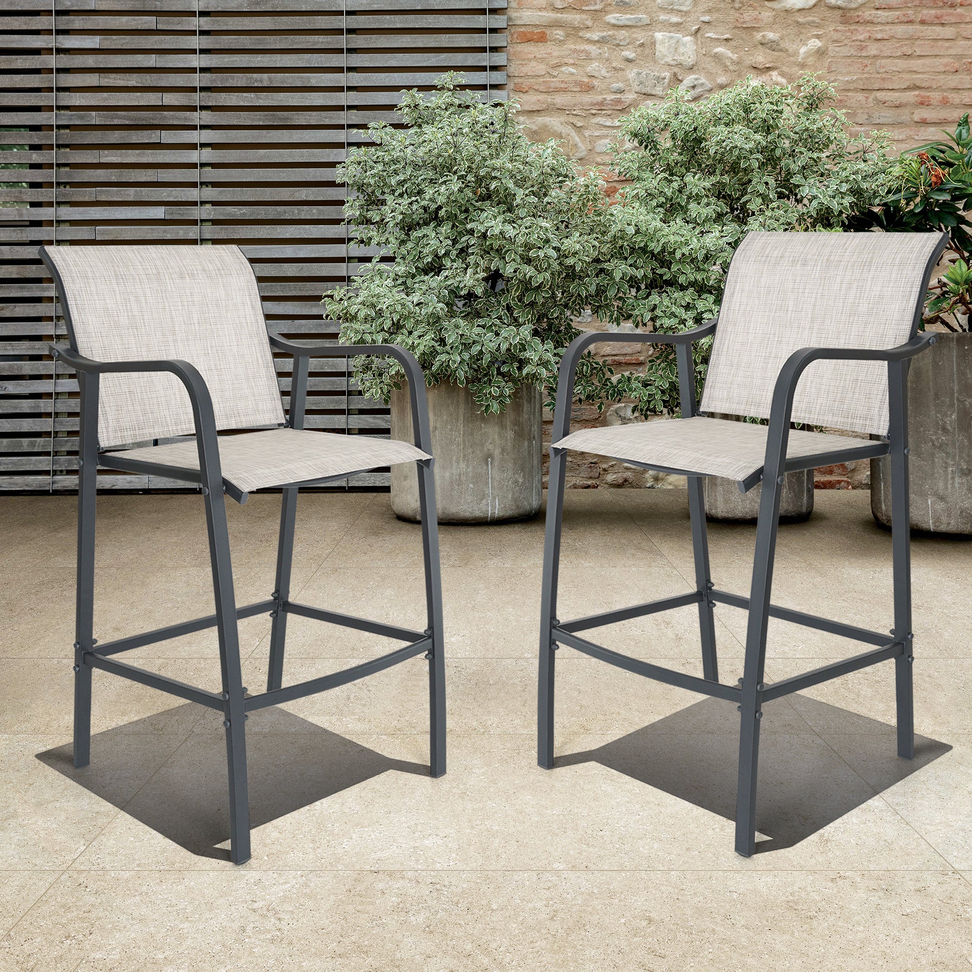 Pellebant Set of 2 Lightweight Outdoor Patio Bar Stools