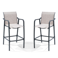 Outdoor Bar Stools with Textilene Seat, Set of 2