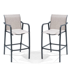 Outdoor Bar Stools with Textilene Seat, Set of 2