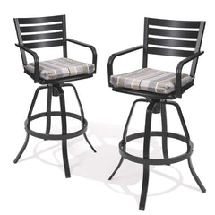 Aluminum Outdoor Swivel Bar Stools with Sunbrella Cushions, Set of 2