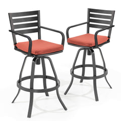 Aluminum Outdoor Swivel Bar Stools with Sunbrella Cushions, Set of 2