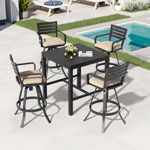 Pellebant Aluminum Swivel Outdoor Bar Stools Set of 2 with Sunbrella Cushions